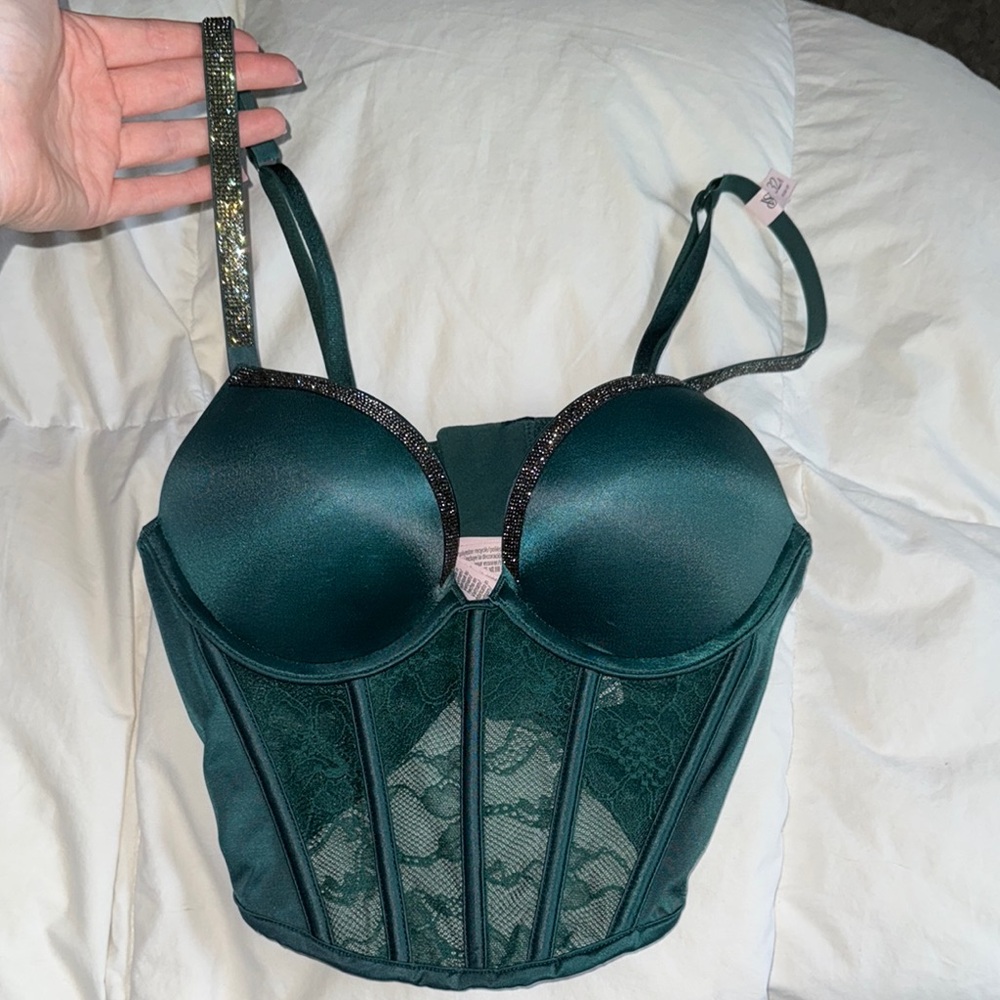 Victoria's Secret Dark Green Lace Bustier